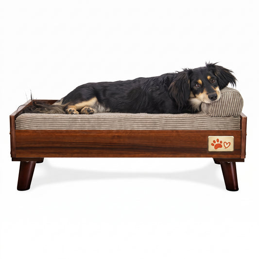 Hundebett aus Holz im Mid-Century-Stil