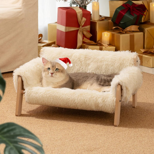 Erhöhtes Katzensofabett aus Holz